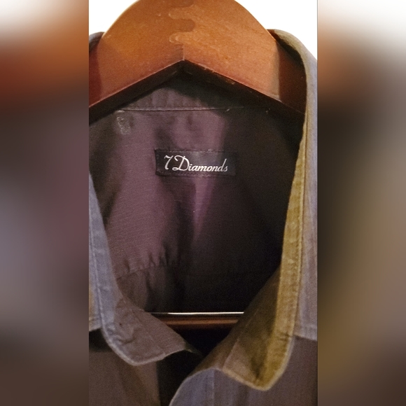 7 Diamonds Black Button down Dress Shirt, Mens size large - Picture 3 of 5